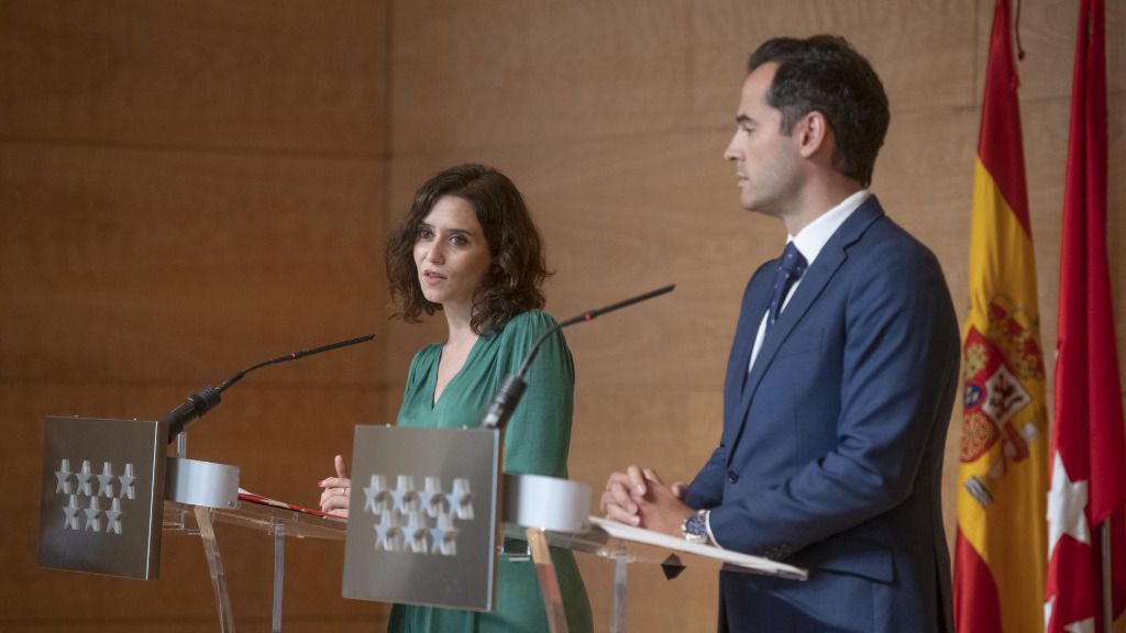 Isabel Díaz Ayuso, presidenta de la Comunidad de Madrid, junto a su vicepresidente Aguado