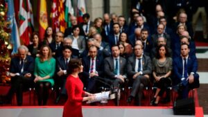 Isabel Díaz Ayuso, presidenta de la Comunidad de Madrid, en el acto de homenaje a la Constitución