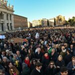 Manifestación antifascista de "las sardinas" el 14 de diciembre de 2019 en Roma