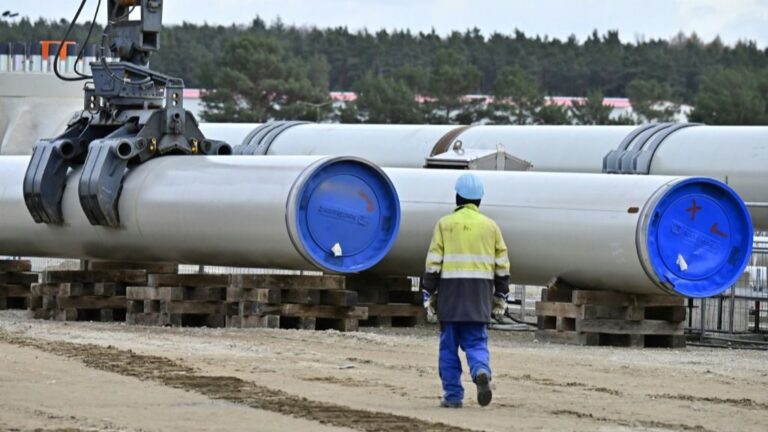 Las obras de construcción del gasoducto Nord Stream 2 en Lubmin, en el noreste de Alemania, en una imagen del 26 de marzo de 2019