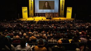 Marta Rovira interviene por videoconferencia en el Congrés Nacional d'ERC el 21 de diciembre de 2019