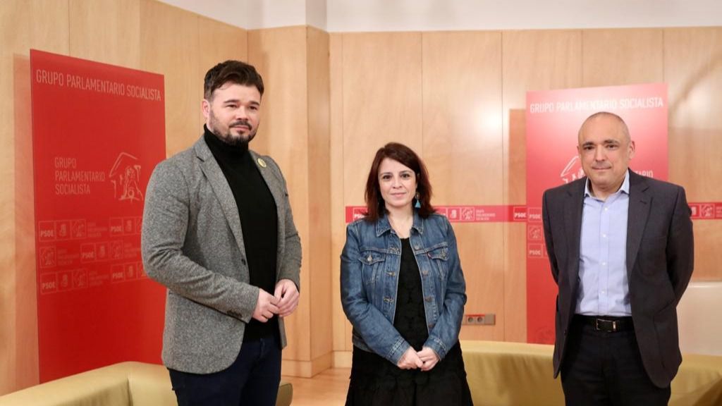 Gabriel Rufián, Adriana Lastra y Rafael Simancas