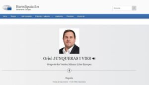 Perfil del exvicepresident y líder de ERC, Oriol Junqueras, en la web del Parlamento Europeo
