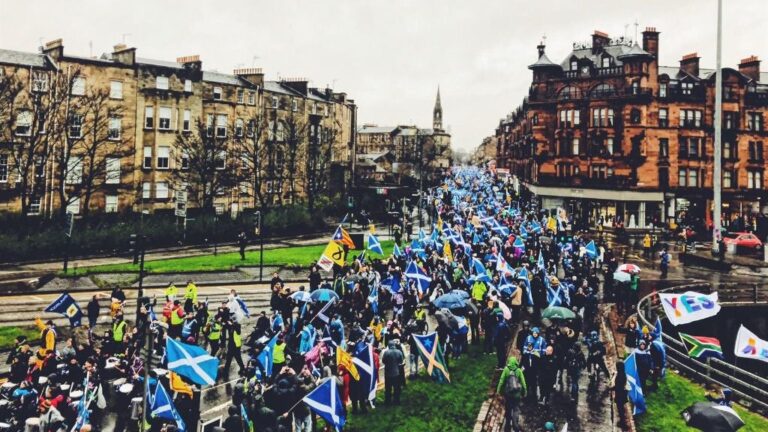 Manifestación independentista en Glasgow