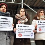 Miembros del Sindicato de Estudiantes, este lunes 20 de enero en Madrid tras anunciar a los medios la convocatoria de huelga general