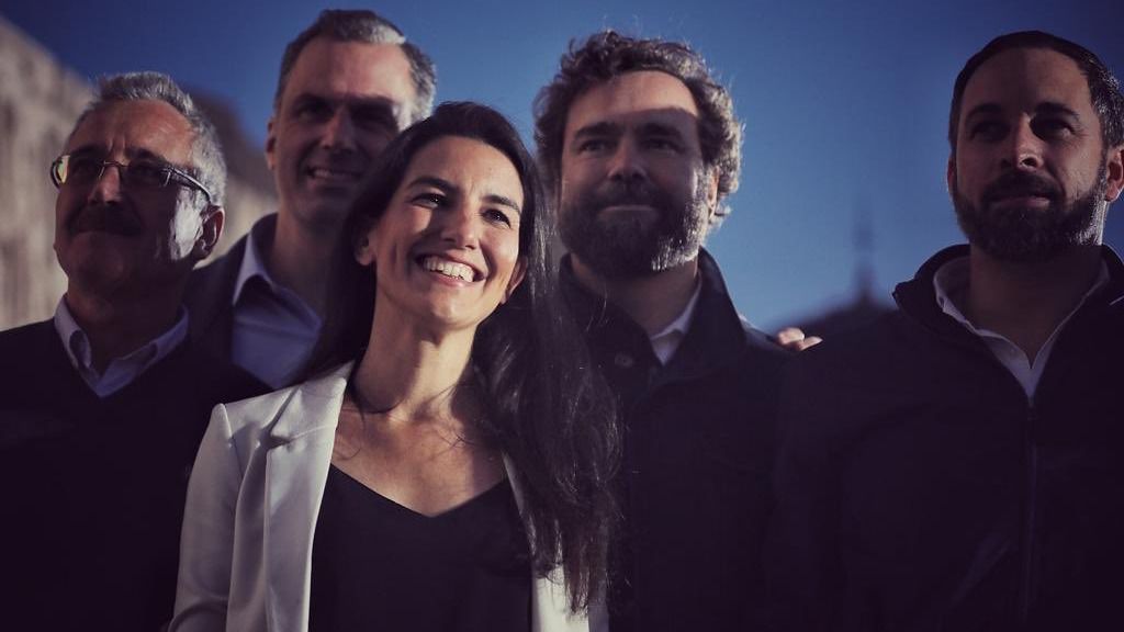 Rocío Monasterio junto a Iván Espinosa de los Monteros, Ortega Smith y Santiago Abascal