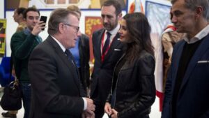 El presidente de la Ciudad Autónoma de Melilla y coordinador territorial de Cs, Eduardo de Castro, junto a la portavoz de Cs en el Congreso, Inés Arrimadas