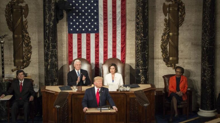 El presidente de Estados Unidos, Donald Trump, pronuncia su tercer discurso sobre el Estado de la Unión