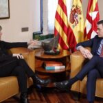 La presidenta de la Diputación de Barcelona, Núria Marín, y el presidente del Gobierno, Pedro Sánchez, reunidos en la Diputación de Barcelona este viernes 7 de febrero de 2020