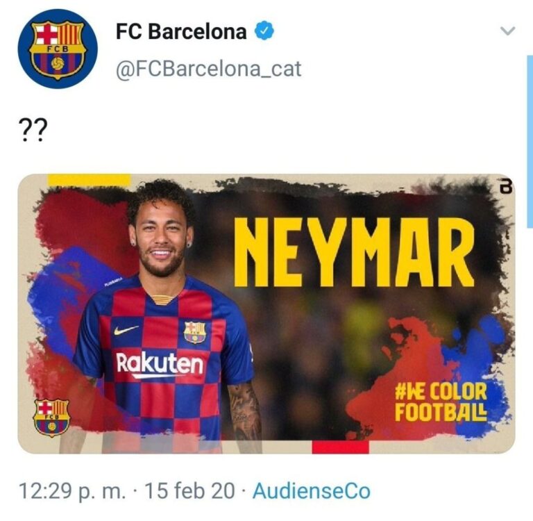 Pantallazo del falso fichaje de Neymar Jr. Por el Barça, tras el ciberataque de OurMine