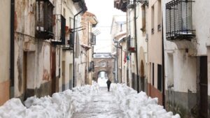 Imagen de la localidad turolense de Mosqueruela tras el temporal de nieve