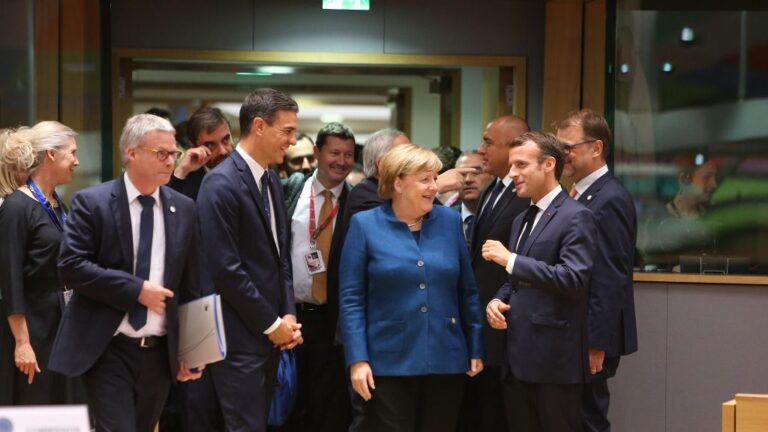 Pedro Sánchez, Angela Merkel, Emmanuel Macron