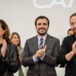Ada Colau, Alberto Garzón y Pablo Iglesias, en el encuentro confederal de Unidas Podemos
