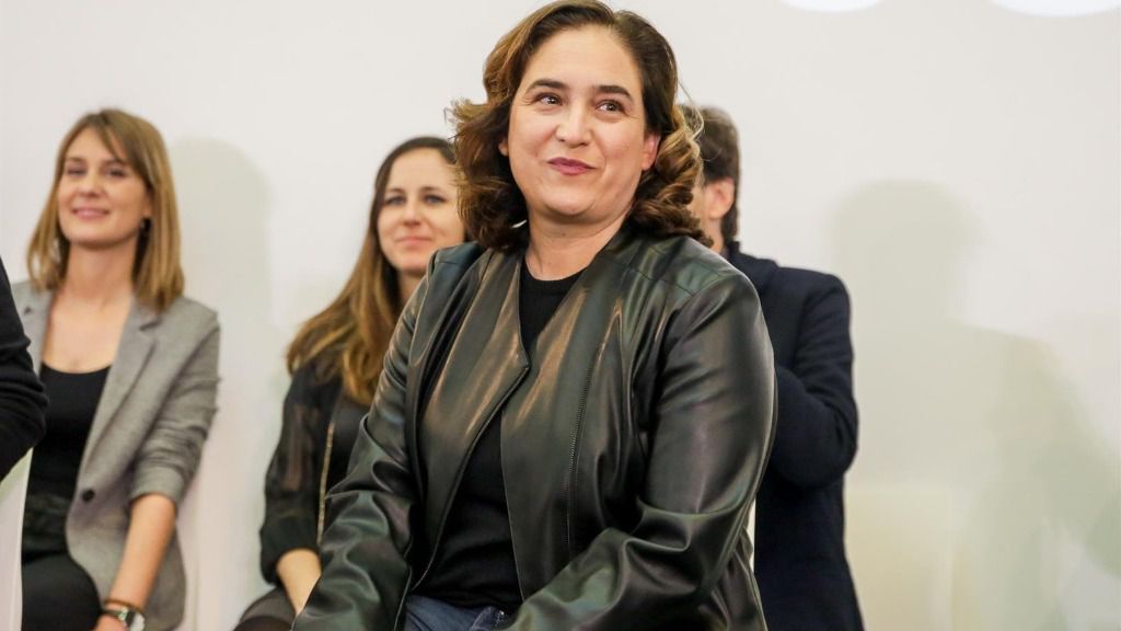 La alcaldesa de Barcelona, Ada Colau, durante el encuentro confederal de Unidas Podemos