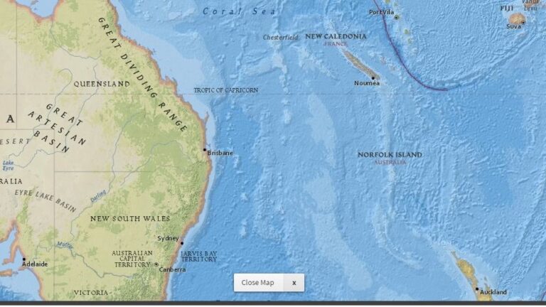 Mapa con la localización de Vanuatu