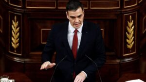 El presidente del Gobierno, Pedro Sánchez, en el Pleno del Congreso