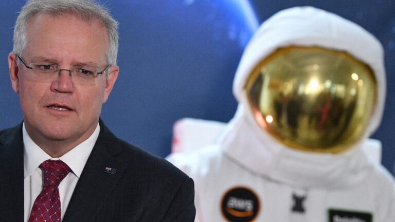 El primer ministro de Australia, Scott Morrison, durante la presentación de la Agencia Espacial australiana