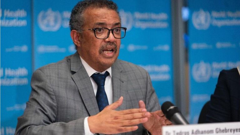 El director general de la Organización Mundial de la Salud (OMS), Tedros Adhanom Ghebreyesus, durante la rueda de prensa diaria sobre el coronavirus Covid-19. 21 de febrero de 2020.