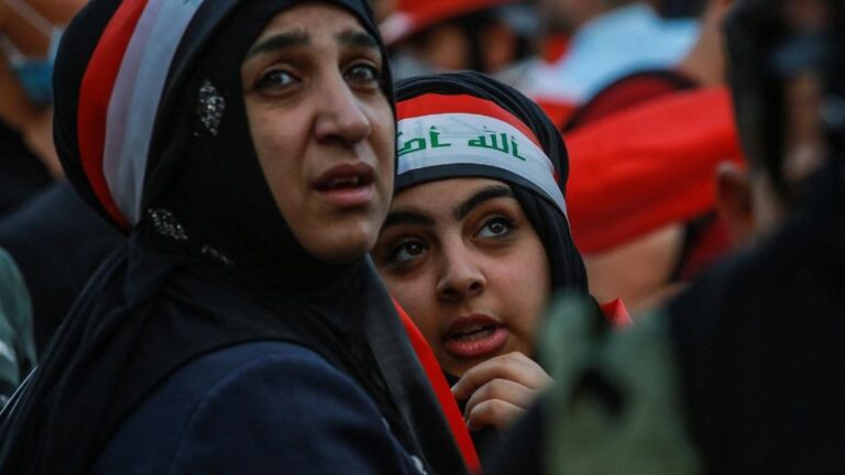 Mujeres durante una protesta contra el Gobierno de Irak