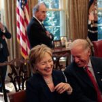 La excandidata presidencial estadounidense Hillary Clinton y el exvicepresidente de Estados Unidos Joe Biden