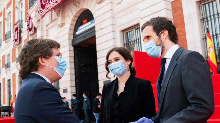 Pablo Casado, Isabel Díaz Ayuso y José Luis Martínez Almeida