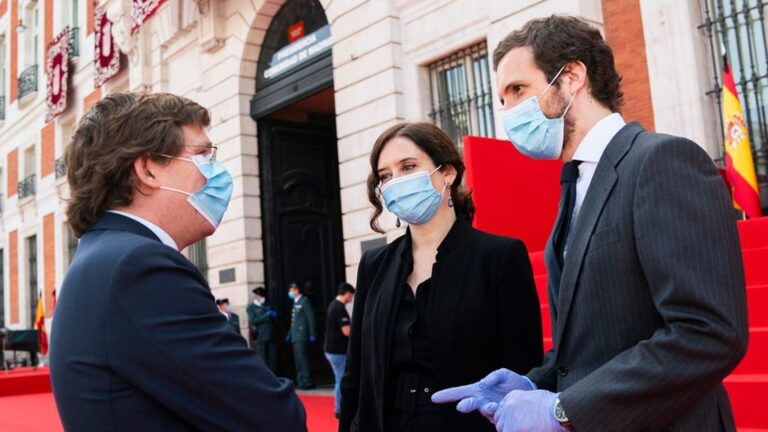 Pablo Casado, Isabel Díaz Ayuso y José Luis Martínez Almeida