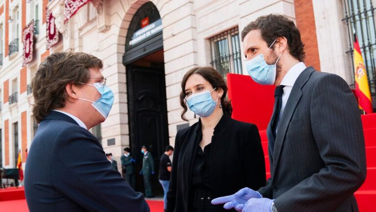 Pablo Casado, Isabel Díaz Ayuso y José Luis Martínez Almeida