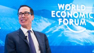 Steven Mnuchin, , secretario del Tesoro de EEUU, durante su participación en el Foro Económico Mundial en Davos