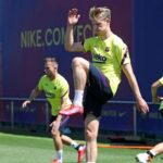 El jugador del FC Barcelona Frenkie De Jong en un entrenamiento futbol