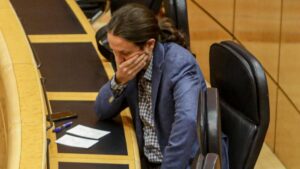 El vicepresidente segundo del Gobierno y ministro de Derechos Sociales y Agenda 2030, Pablo Iglesias, durante un pleno de control al Gobierno en el Senado