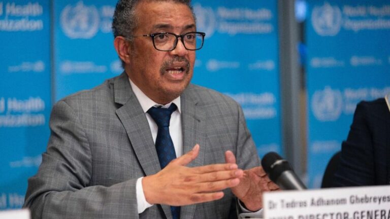 El director general de la Organización Mundial de la Salud (OMS), Tedros Adhanom Ghebreyesus, durante la rueda de prensa diaria sobre el coronavirus Covid-19. 21 de febrero de 2020.