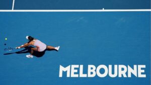 Garbie Muguruza en una acción de juego en el Abierto de Australia