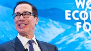 Steven Mnuchin, , secretario del Tesoro de EEUU, durante su participación en el Foro Económico Mundial en Davos