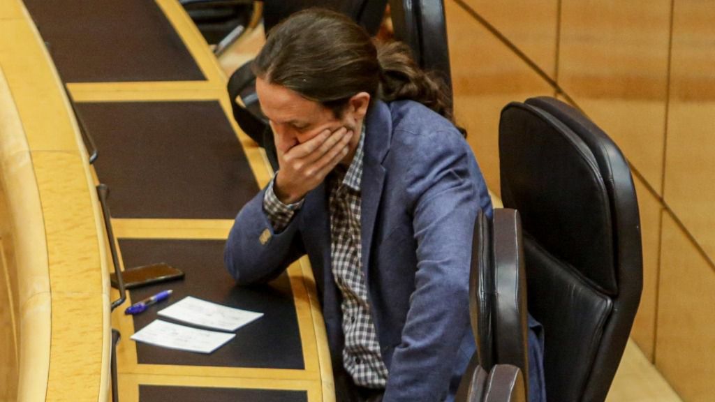 El vicepresidente segundo del Gobierno y ministro de Derechos Sociales y Agenda 2030, Pablo Iglesias, durante un pleno de control al Gobierno en el Senado