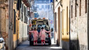 Una ambulancia en Codogno, en el norte de Italia