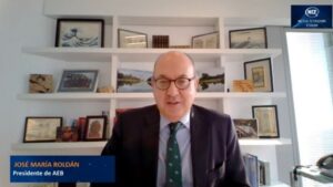 El presidente de la AEB, José María Roldán, en un acto online de Nueva Economía Forum.