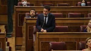 El portavoz adjunto de Ciudadanos en el Congreso de los Diputados, Edmundo Bal, interviniendo desde su escaño en el Pleno de la Cámara Baja.