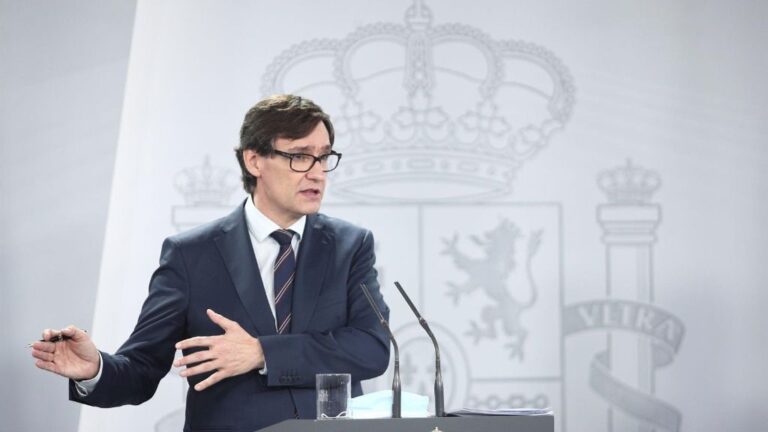 El ministro de Sanidad, Salvador Illa, durante su intervención en una rueda de prensa sobre la recogida y actualización de las series de datos epidemiológicos en España, en Madrid (España), a 19 de junio de 2020.