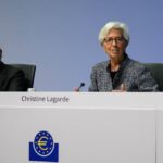 La presidenta del BCE, Christine Lagarde, y el vicepresidente, Luis de Guindos