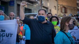 El líder de ERC, Oriol Junqueras, es homenajeado por su partido y sus vecinos en su pueblo el día en el que ha alcanzado -como otros tres presos condenados por la sentencia del procés- su clasificación de preso en tercer grado, en régimen de semilibertad