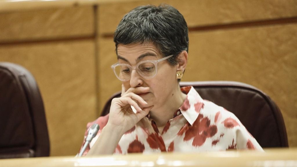 La ministra de Asuntos Exteriores, Unión Europea y Cooperación, Arancha González Laya, durante una sesión de control al Gobierno en el Senado, en Madrid (España)