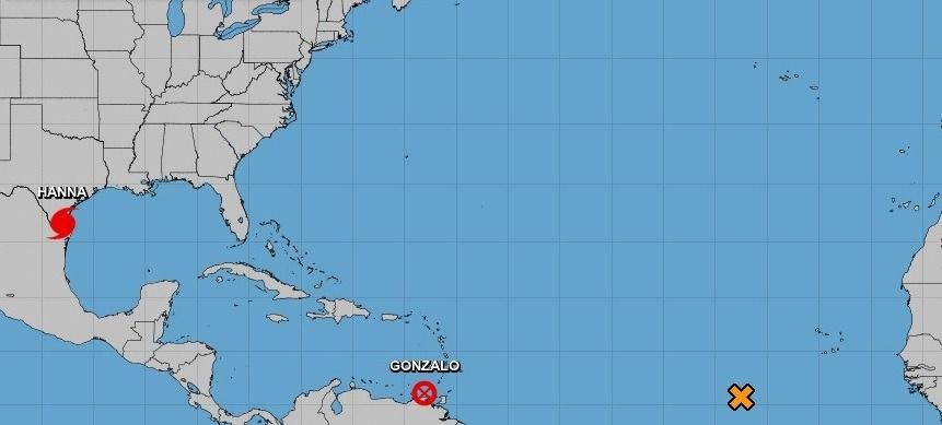 Imagen actual del huracán 'Hanna' ofrecida por el Centro Nacional de Huracanes de Estados Unidos