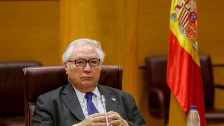 El ministro de Universidades, Manuel Castells, durante su comparecencia en el Senado este lunes.