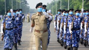 Desfile policial en Calcuta
