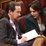 El secretario general de Podemos, Pablo Iglesias, y la portavoz parlamentaria de Unidas Podemos, Irene Montero