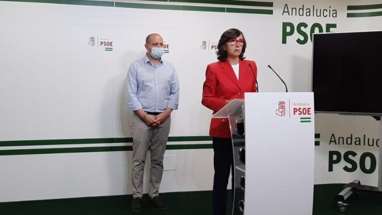 La portavoz adjunta del Grupo Parlamentario Socialista Rosa Aguilar en rueda de prensa en Almería
