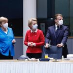 Rutte, Merkel, Von der Leyen, Macron y Michel en Bruselas