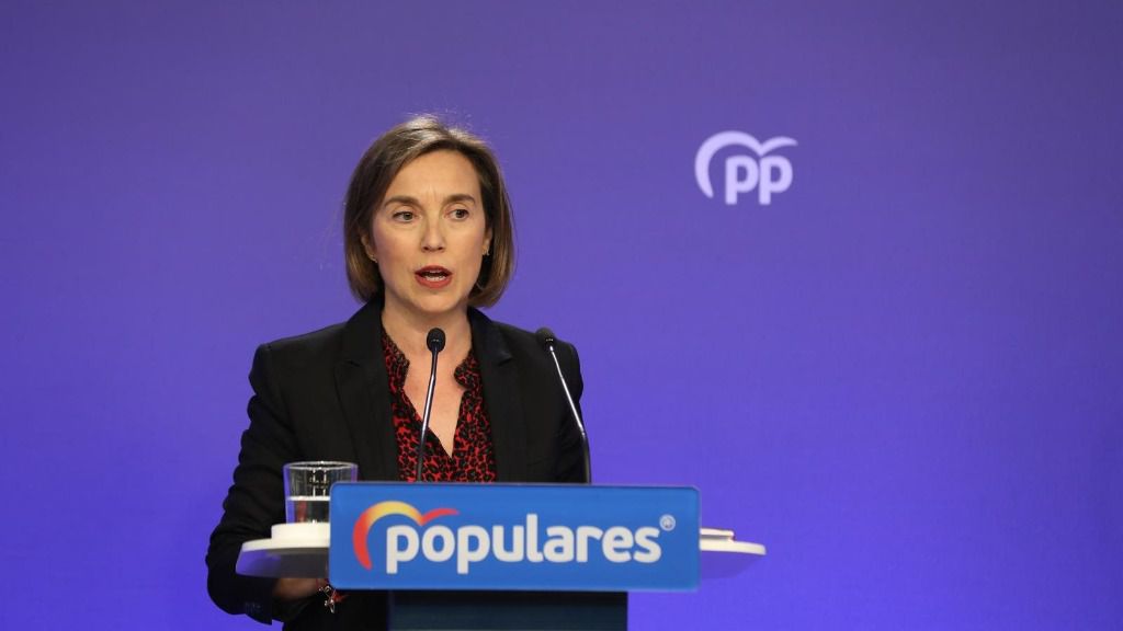 La portavoz del PP en el Congreso, Cuca Gamarra, durante una rueda de prensa tras la reunión del Comité de Dirección del partido, en Madrid (España) a 2 de marzo de 2020.