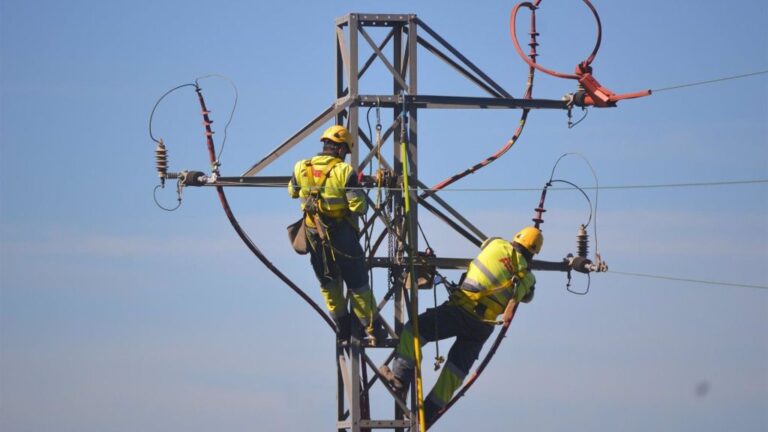 Instalación de protecciones en una torre eléctrica