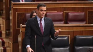 El presidente del Gobierno, Pedro Sánchez, en la sesión de control